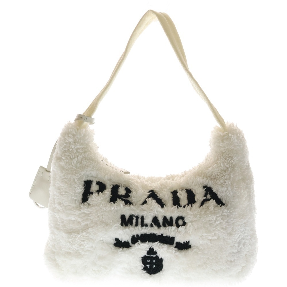 PRADA Re Edition Handbag Hobo Bag White Fur